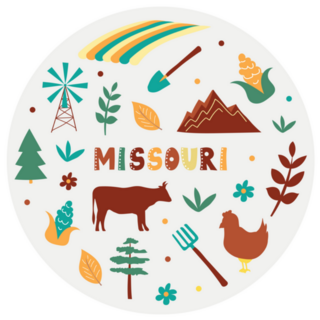 Usa Collection.Of Missouri State Symbols Sticker