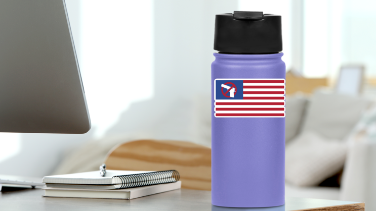 USA Flag Gun Control Sticker on a Water Bottle (New) example