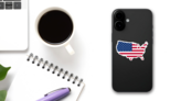 USA Flag In America Sticker on a Phone (New) example