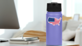 USA Flag In America Sticker on a Water Bottle (New) example