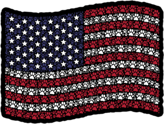 USA Flag Paw Print Sticker