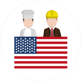 USA Flag With Chef And Businessman Sticker