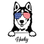 USA Glasses Husky Sticker