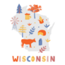 Usa Map Wisconsin. Cartoon Style Sticker