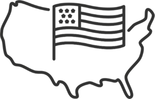 USA Map With Flag Line Sticker