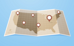 USA Map With GPS Pointers Sticker