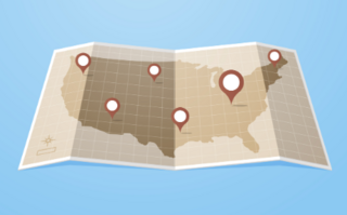 USA Map With GPS Pointers Sticker