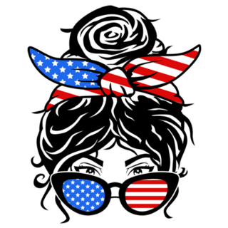 Usa Mom Bun Illustration 4th Of July Sticker