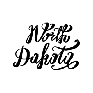 Usa State North Dakota Hand-lettering Sticker