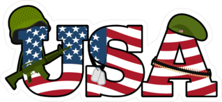USA Text With Army Items Sticker