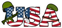 USA Text With Army Items Sticker