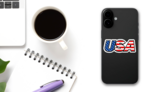 USA United States Of America Flag Sticker on a Phone (New) example
