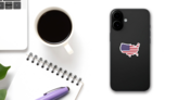 USA with Flag over Map Sticker on a Phone (New) example