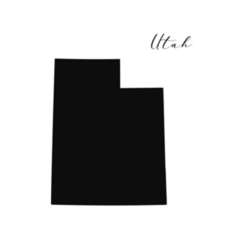 Utah Black Silhouette Map Lettering Sticker