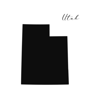 Utah Black Silhouette Map Lettering Sticker