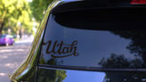 Utah Calligraphy Sticker on a Rear Car Window (New) example
