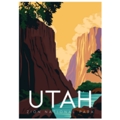 Utah Illustration Travel To Zion National Park Sticker