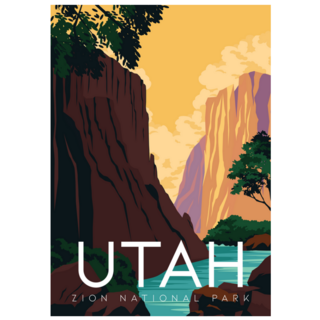 Utah Illustration Travel To Zion National Park Sticker