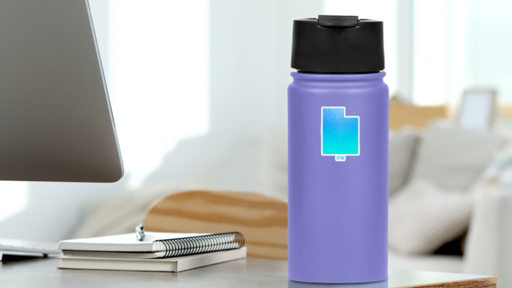 Utah Map Low Poly Geometric Polygonal Sticker on a Water Bottle (New) example