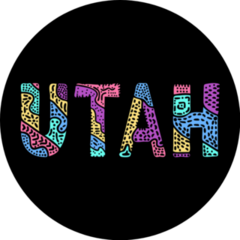 Utah Multicolor Mosaic Doodle Lettering Sticker