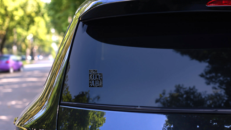 Utah State Map With Doodle Decorative Ornaments Sticker on a Rear Car Window (New) example