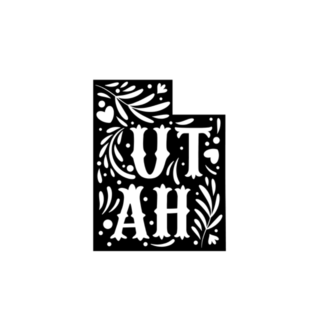 Utah State Map With Doodle Decorative Ornaments Sticker
