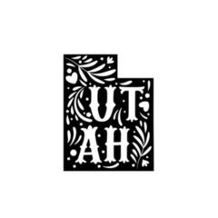 Utah State Map With Doodle Decorative Ornaments Sticker