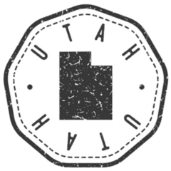Utah, Usa Map Stamp Retro Postmark Sticker