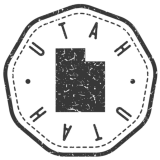 Utah, Usa Map Stamp Retro Postmark Sticker