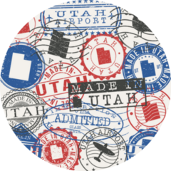 Utah, Usa Set Of Stamps Travel Passport Stamps Sticker
