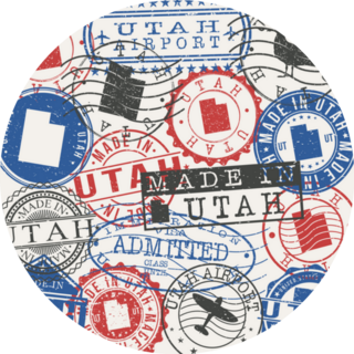 Utah, Usa Set Of Stamps Travel Passport Stamps Sticker