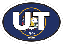 Utah Ut State Flag Oval Sticker