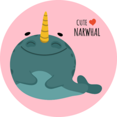Сute Cartoon Narwhal Illustration Sticker