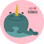 Сute Cartoon Narwhal Illustration Sticker