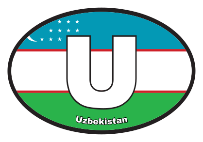 Uzbekistan Uz Flag Oval Sticker
