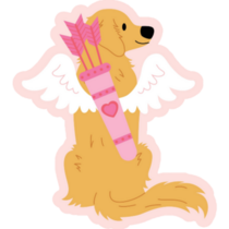 Valentine Golden Retriever Sticker