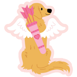 Valentine Golden Retriever Sticker