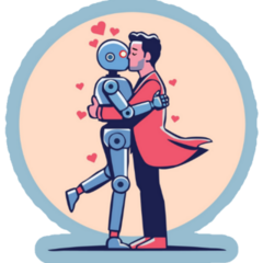 Valentine Robot Love Sticker