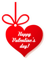 Valentines Applique Hanging Red Heart With Greetings Sticker