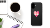 Valentines Card In The Form Of A Pink Heart With Swans Sticker on a Phone (New) example