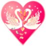 Valentines Card In The Form Of A Pink Heart With Swans Sticker