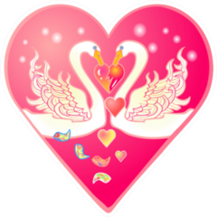 Valentines Card In The Form Of A Pink Heart With Swans Sticker