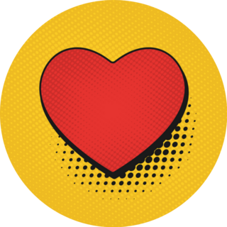 Valentines Day Comic Pop Art Heart On Yellow Sticker