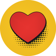 Valentines Day Comic Pop Art Heart On Yellow Sticker