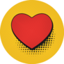 Valentines Day Comic Pop Art Heart On Yellow Sticker