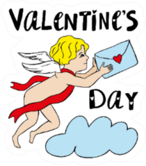 Valentines Day Cupid Illustration Sticker