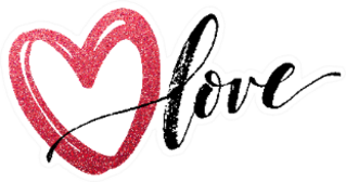 Valentines Day Glitter Lettering Love And Heart Sticker