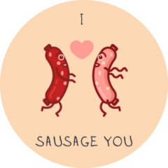 Valentines Day I Love You Sausage Icon Sticker