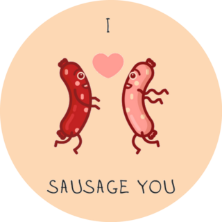 Valentines Day I Love You Sausage Icon Sticker