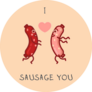 Valentines Day I Love You Sausage Icon Sticker